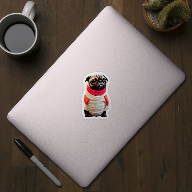 Cute Pug in Sushi Costume - Adorable Pug Dressed up as a Sushi Roll by fur-niche